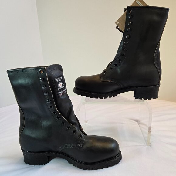 Vintage CAROLINA Men Sub Zero Leather Boots/Steel Toe Logger Boot Sz: 9.5E Black - Picture 4 of 10